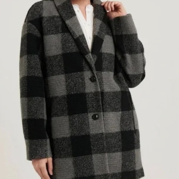 LUCKY BRAND GREY/BLACK BUFFALO CHECK COAT - Picture 3 of 7